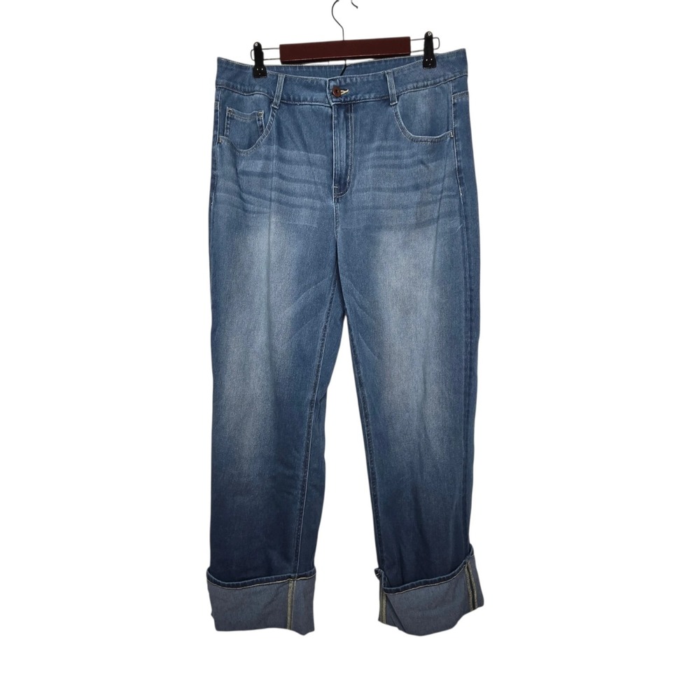 Halara Flex™ High Waisted Pockets Rolled Hem Wide Leg Washed Large Regular